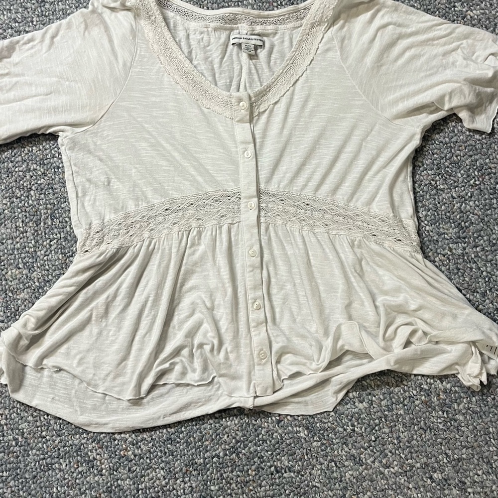 American Eagle Outfitters Tan Peplum Blouse